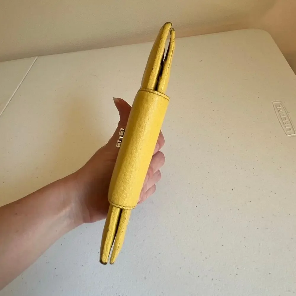 Salvatore Ferragamo Gancini Leather Long Wallet Yellow Luxury Designer Italy